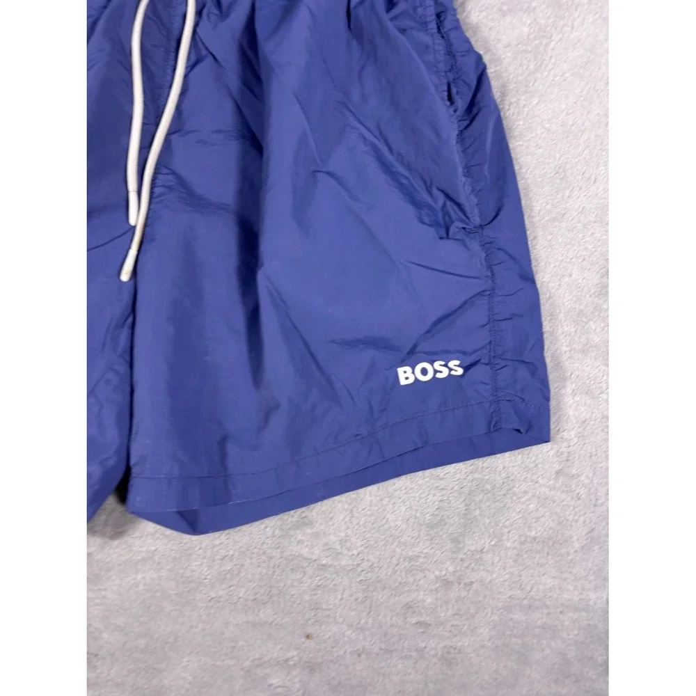 Boss Swim Trunks S Blue Mens Drawstring Elastic Waist